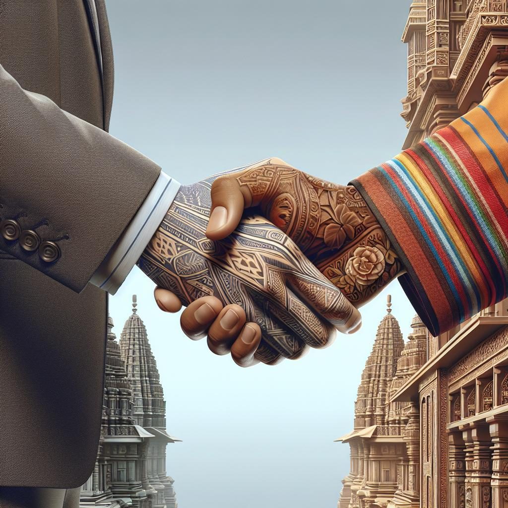 Cultural partnership handshake image.