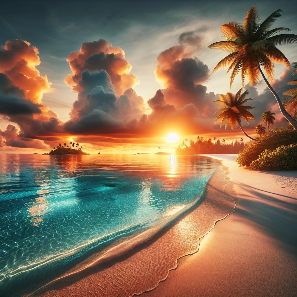 Beach sunset paradise getaway.