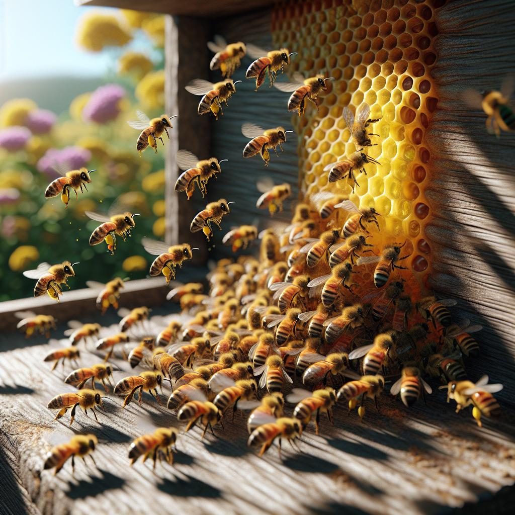 Swarm of bees returning