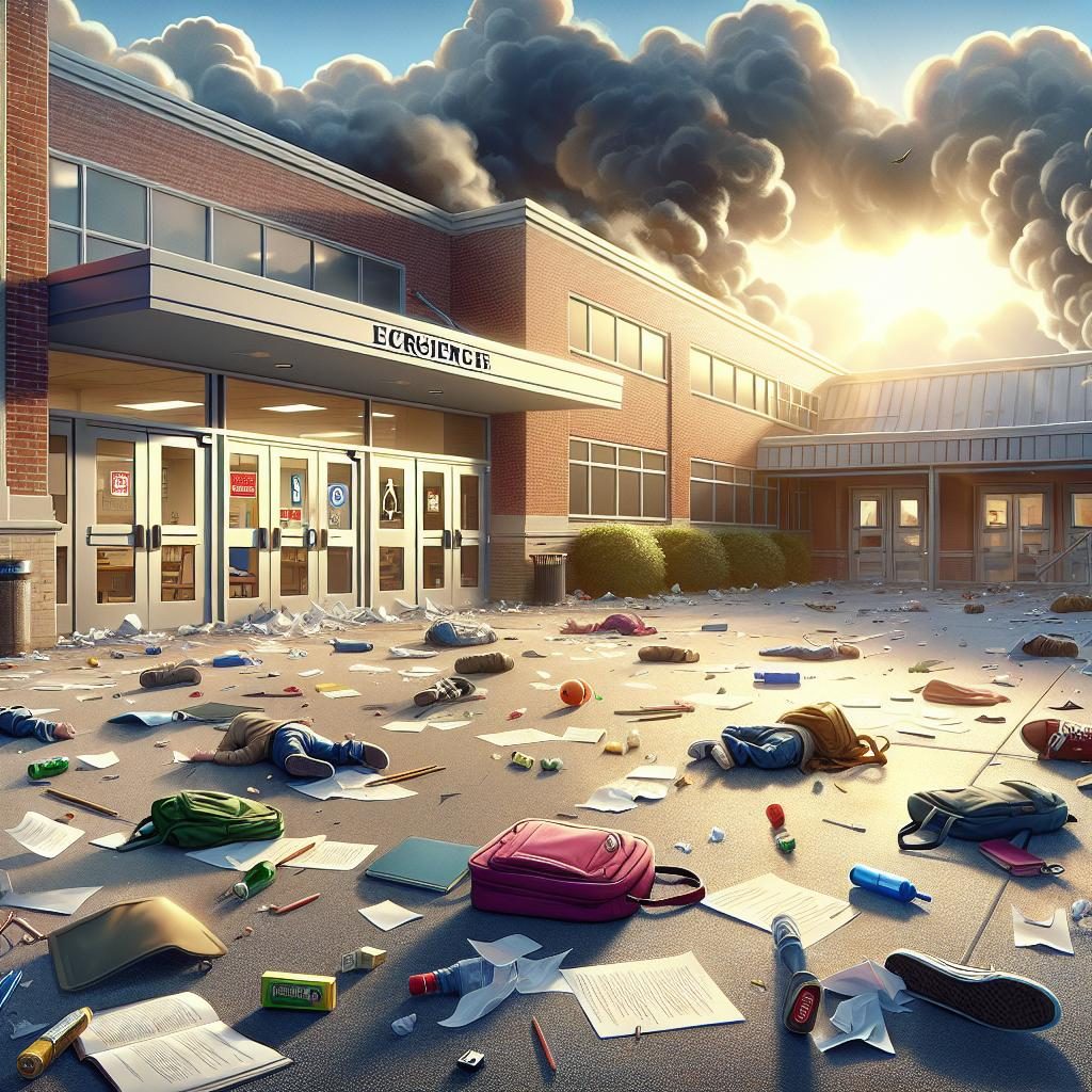 School crisis aftermath illustration.