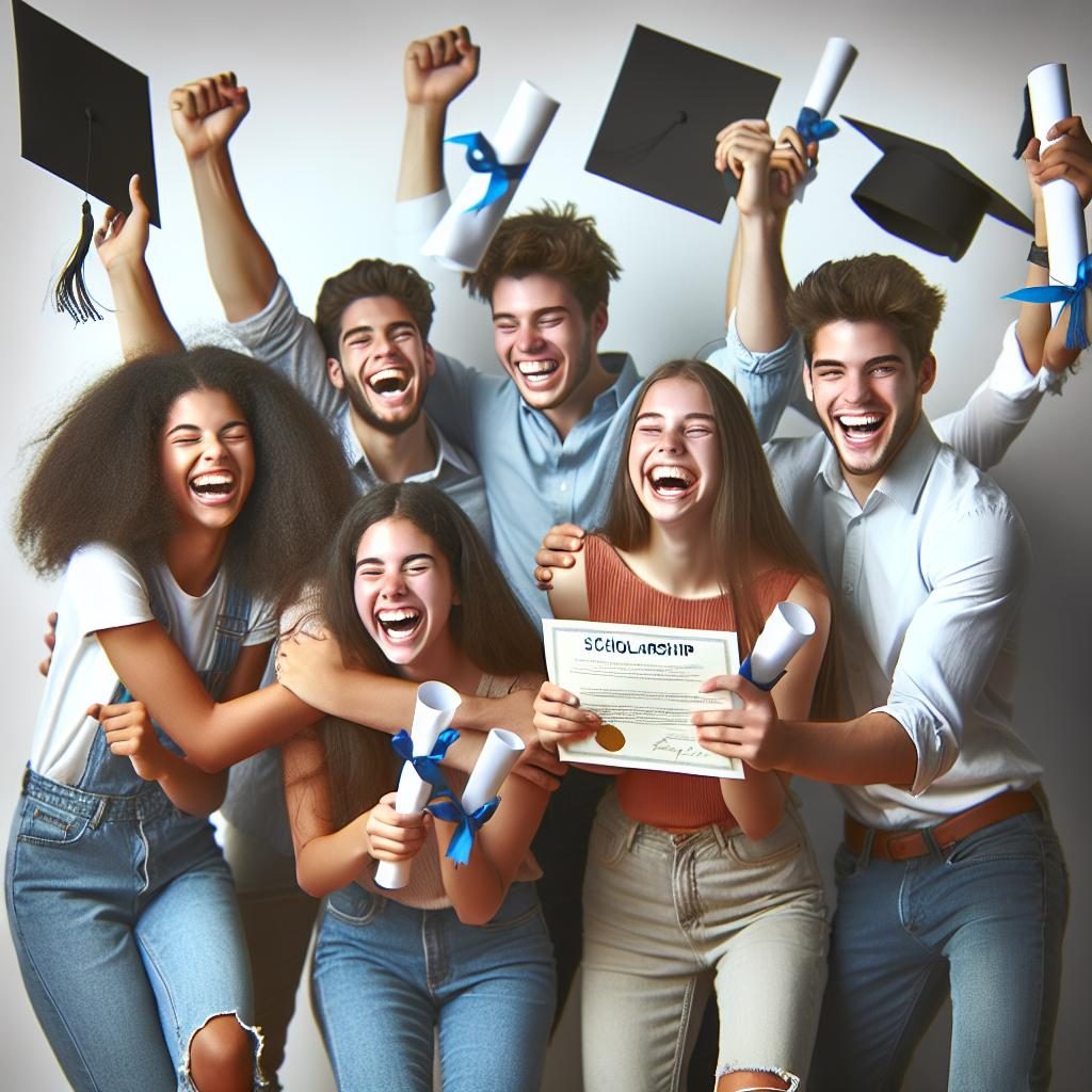 Scholarship winners celebrating together.