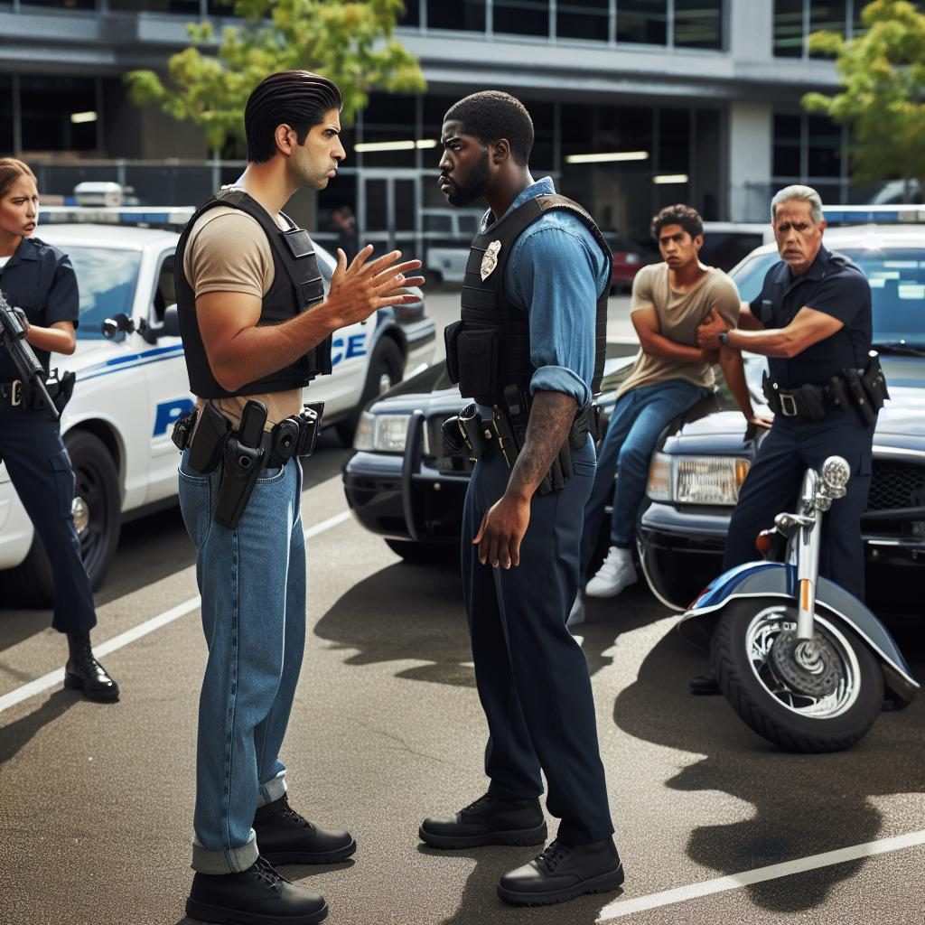 Police parking lot altercation.