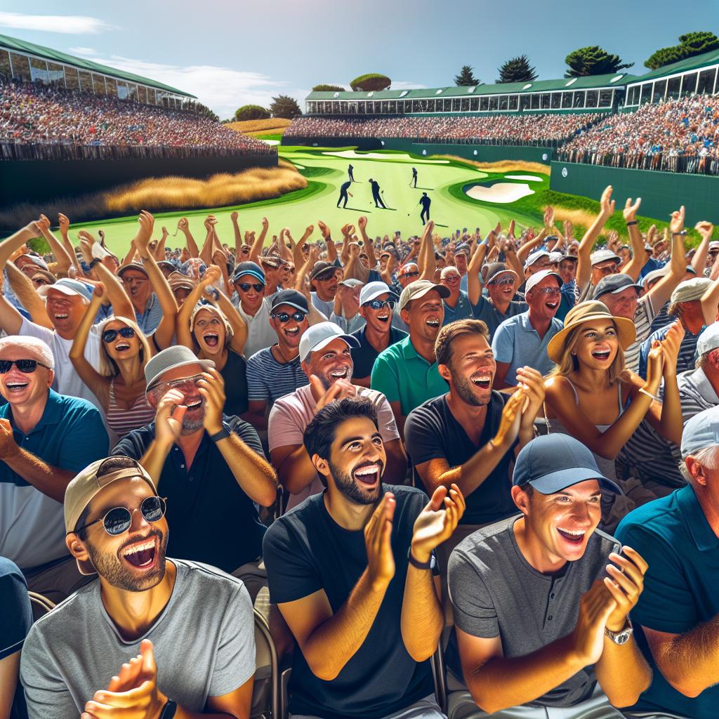 Golf tournament spectators cheering