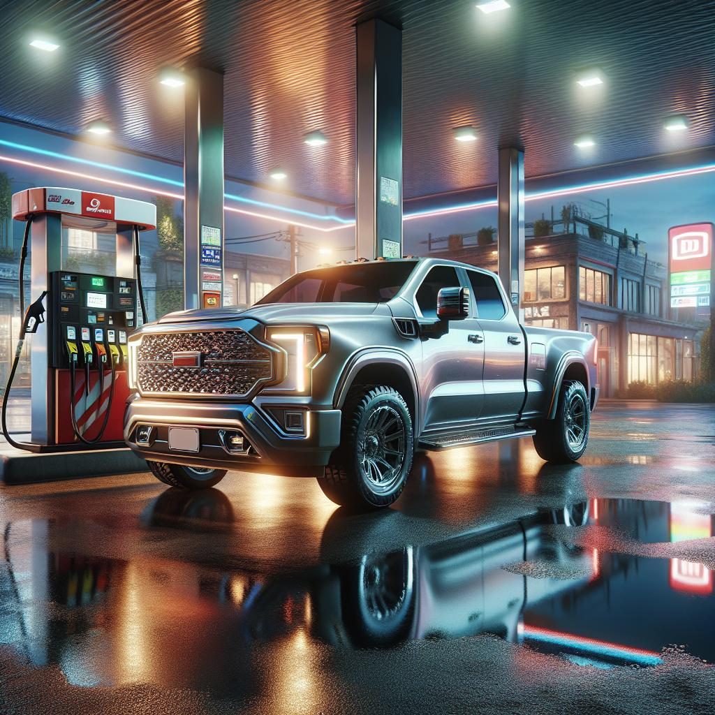 Pickup truck at gas station