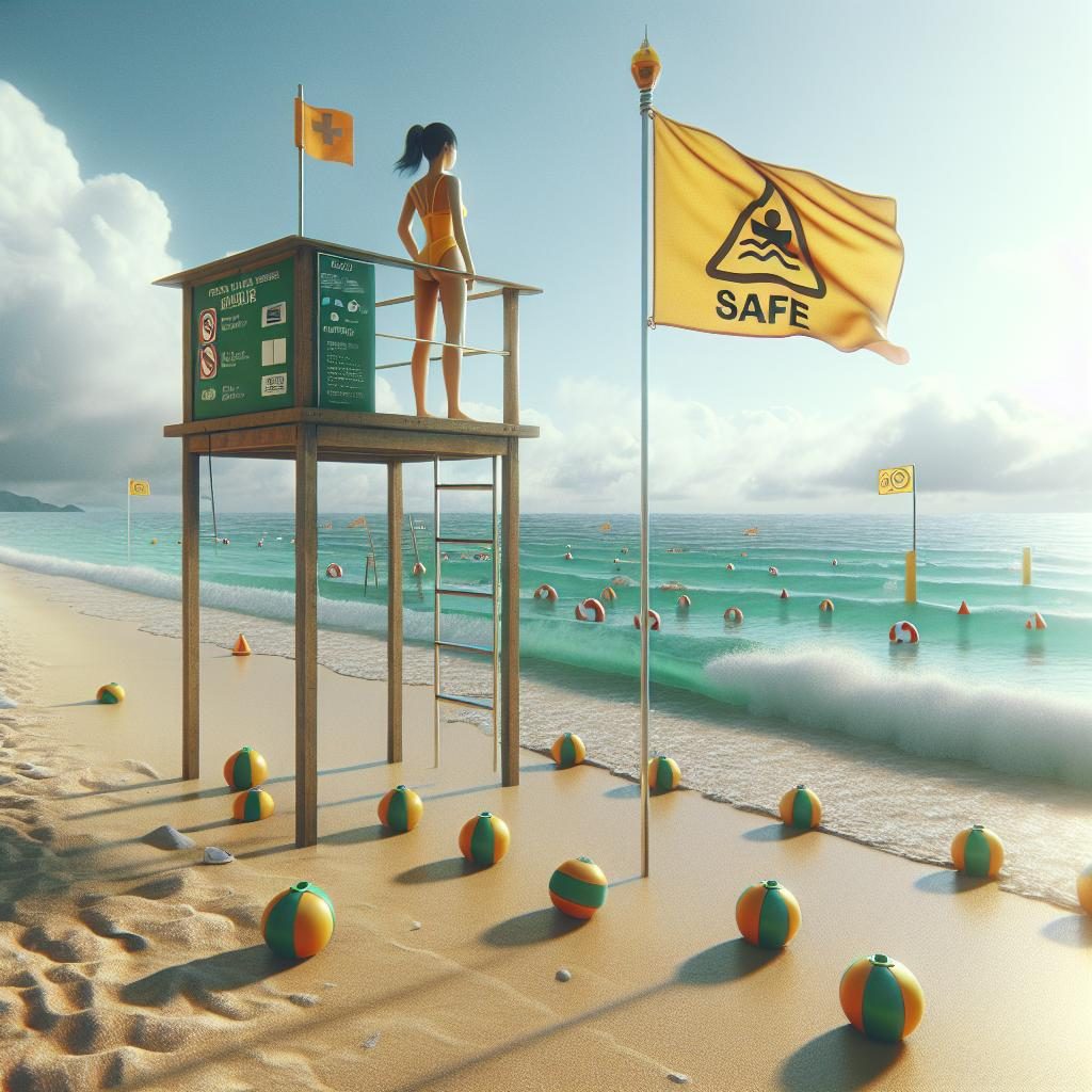 Beach safety illustration concept