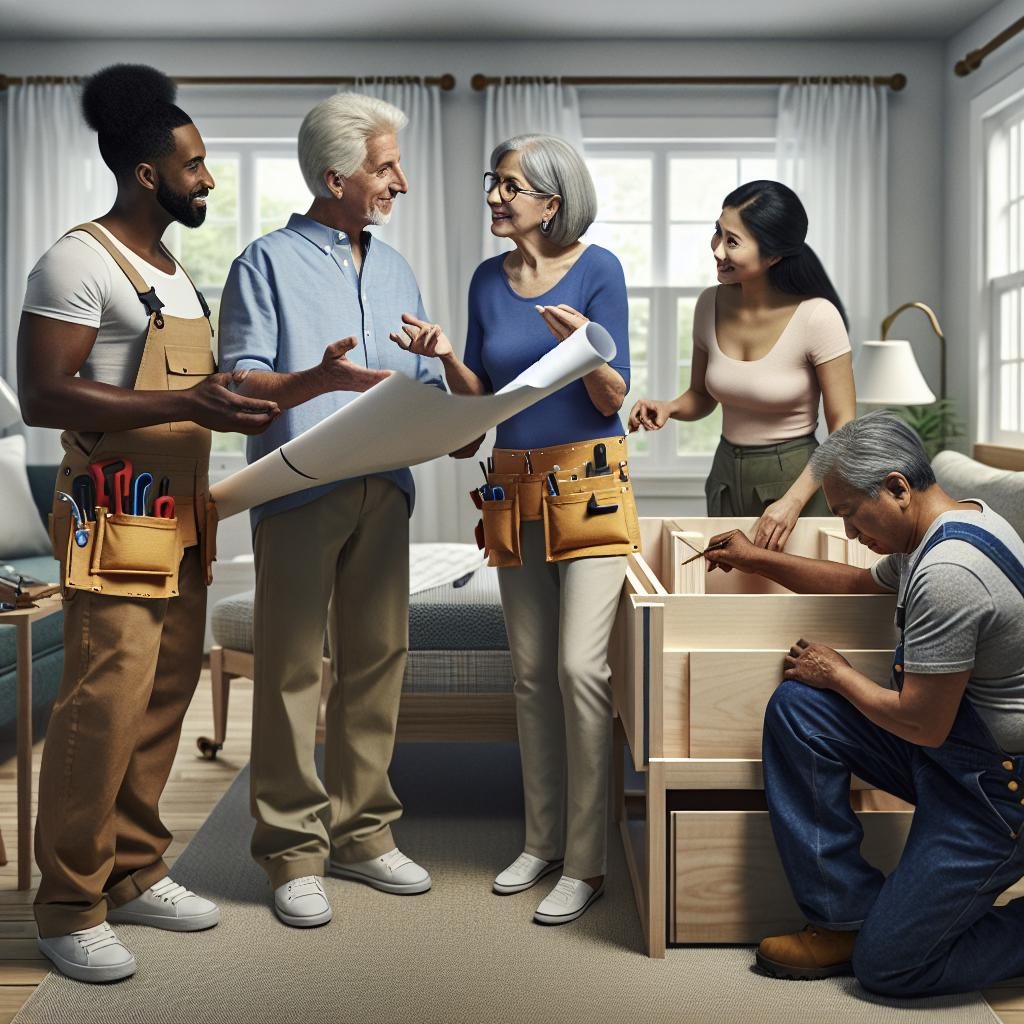 Elderly home modification teamwork