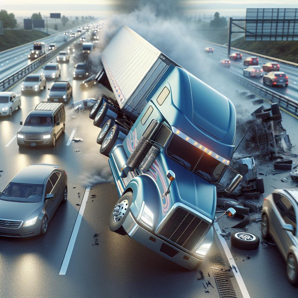 Tractor trailer overturning incident.