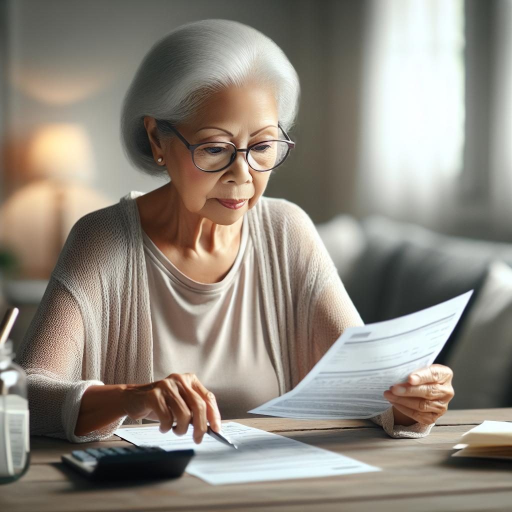 Elderly person paying bill