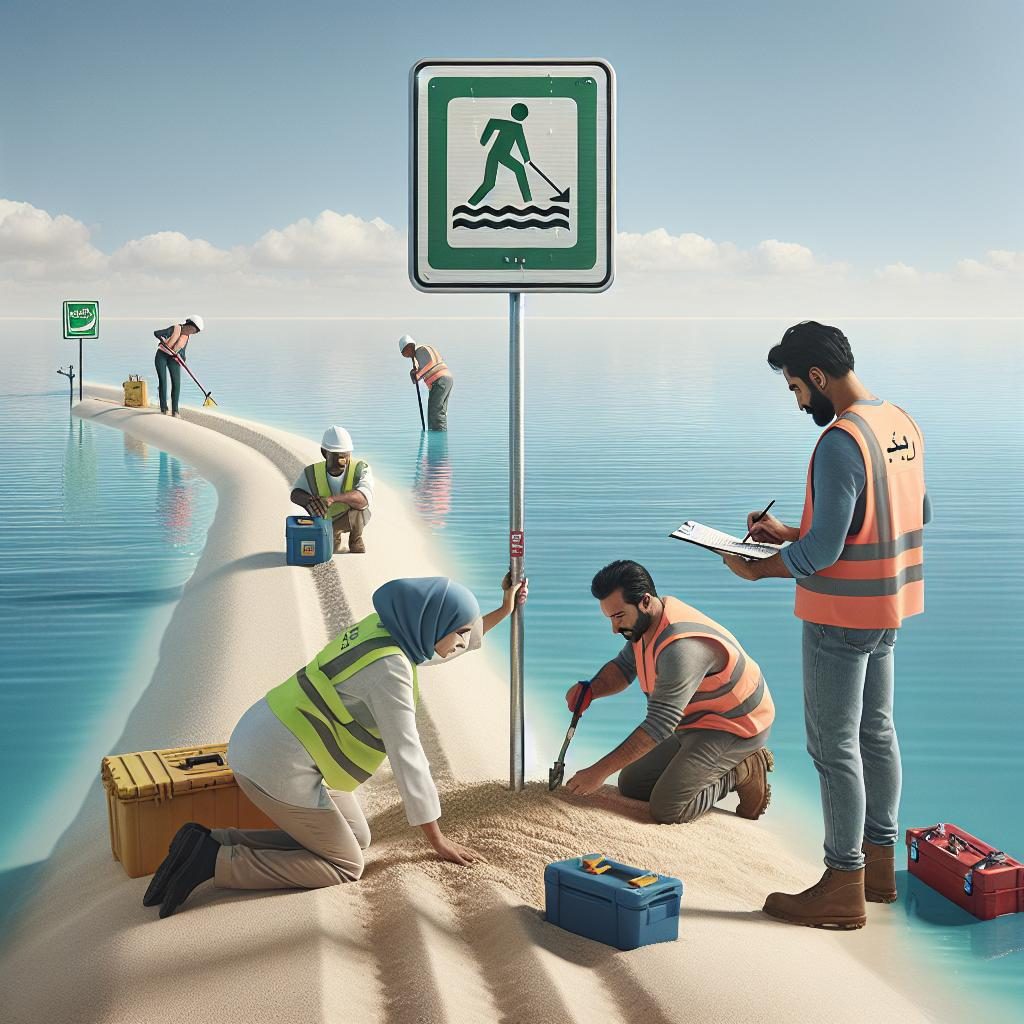 Sandbar safety signage installation