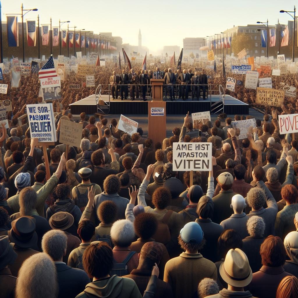 Political campaign rally chaos