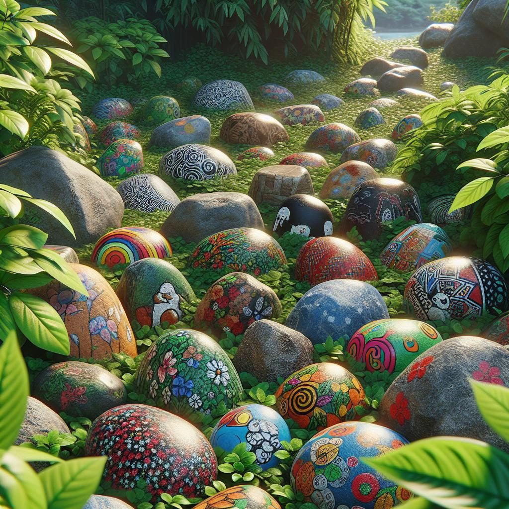 Hidden painted rocks game