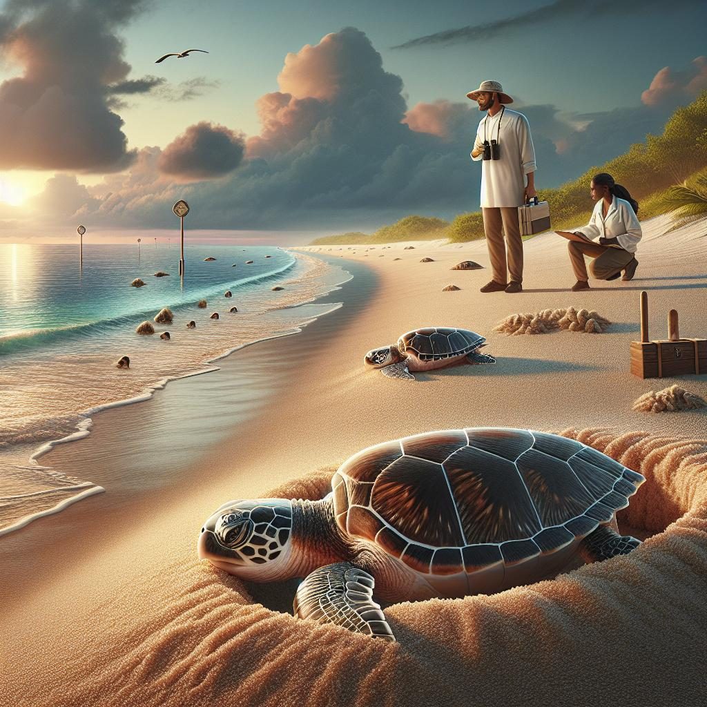 Turtle nest conservation illustration.