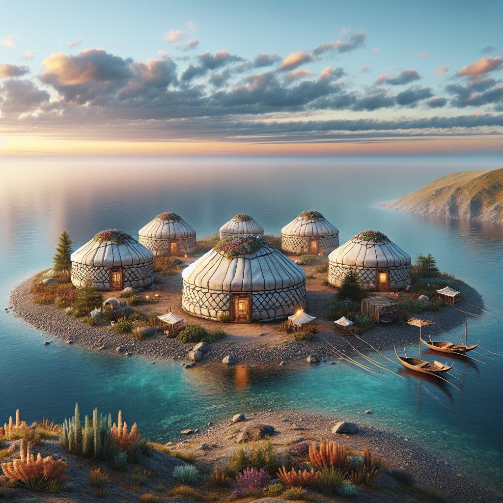 Yurt-like structures on island