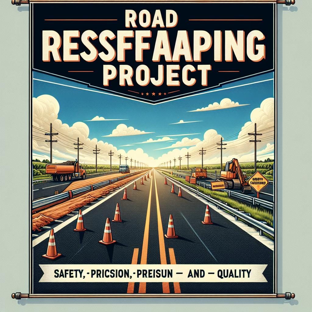 Road resurfacing project banner.