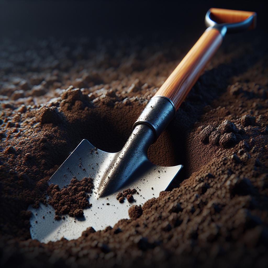 Shovel in fresh dirt.