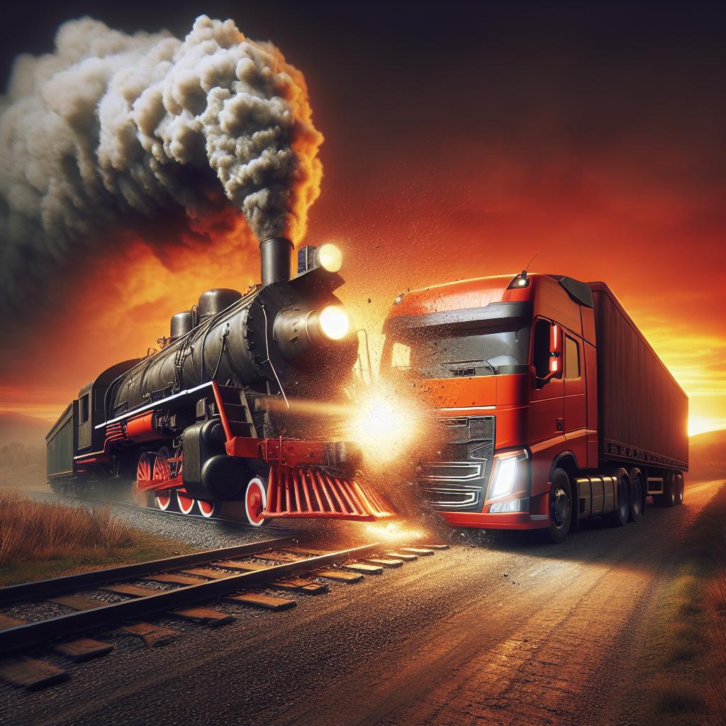 Train and truck collision