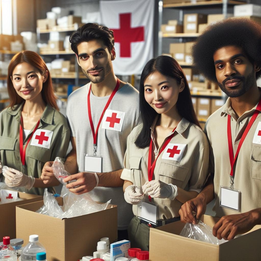 Red Cross volunteers preparing