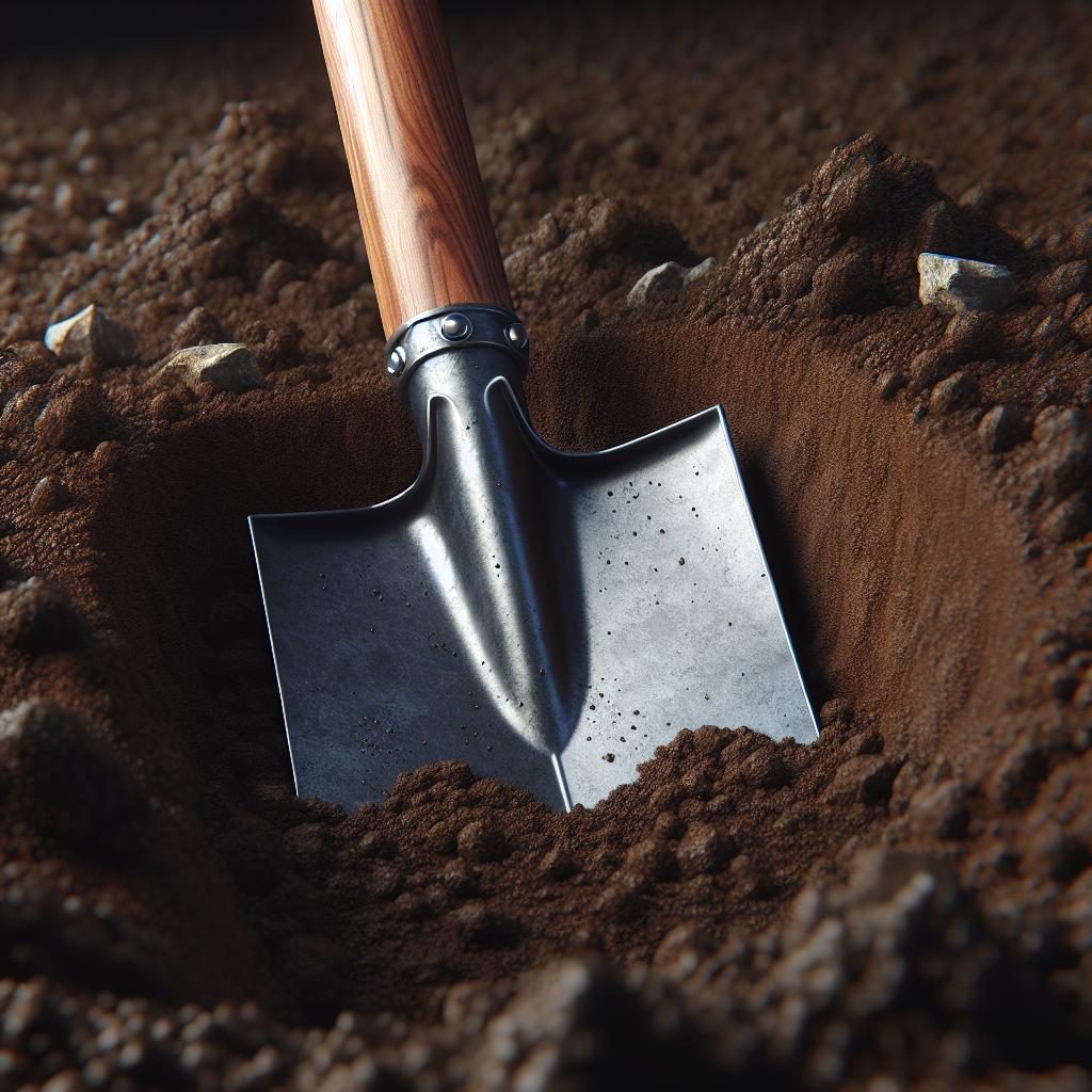 Shovel in fresh dirt