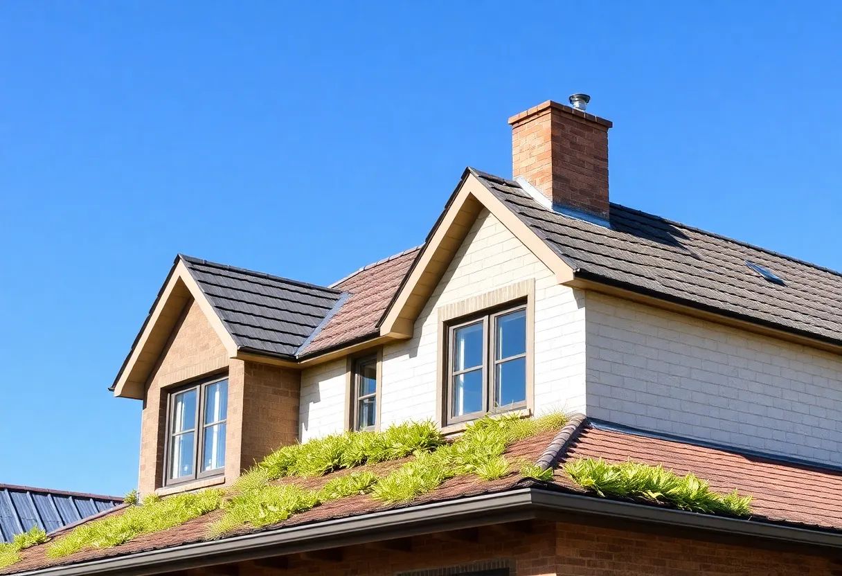 Various eco-friendly roofing materials used on a home.