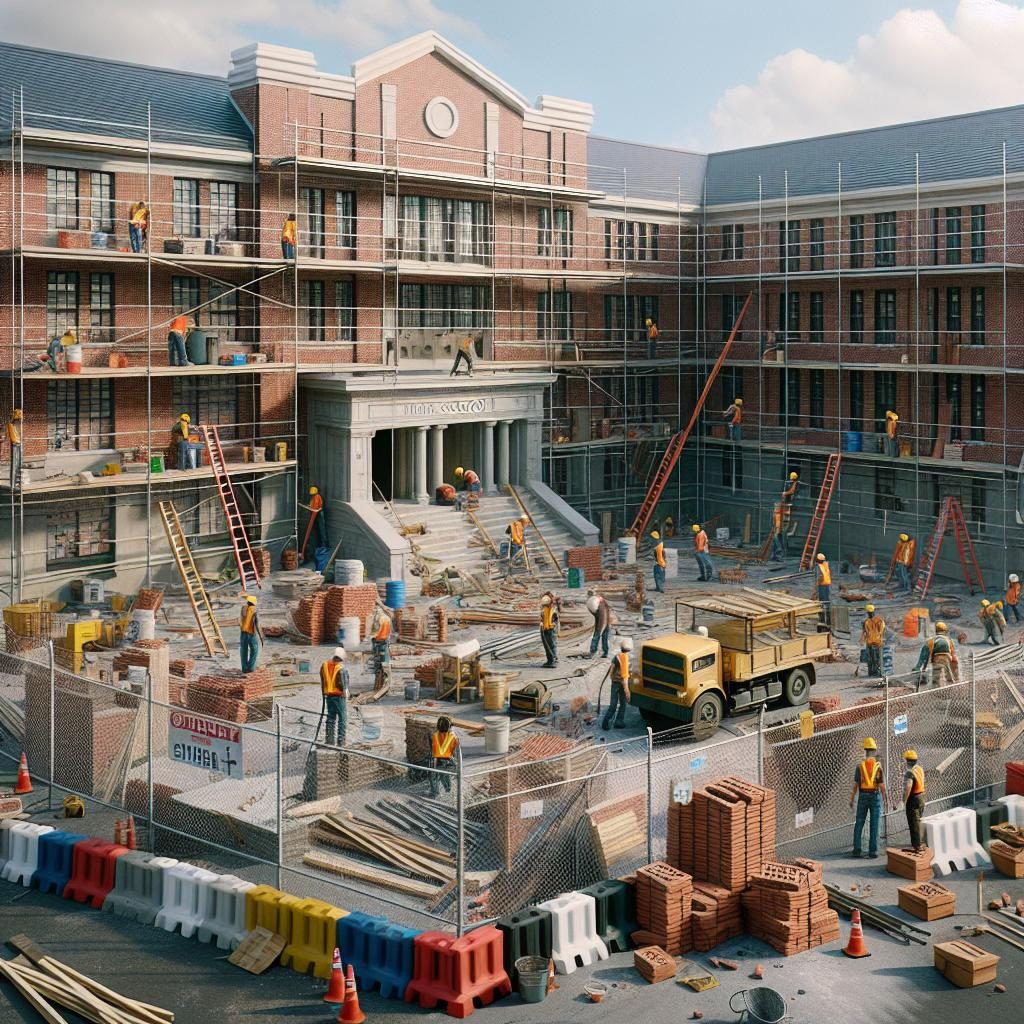 High school renovation progress.