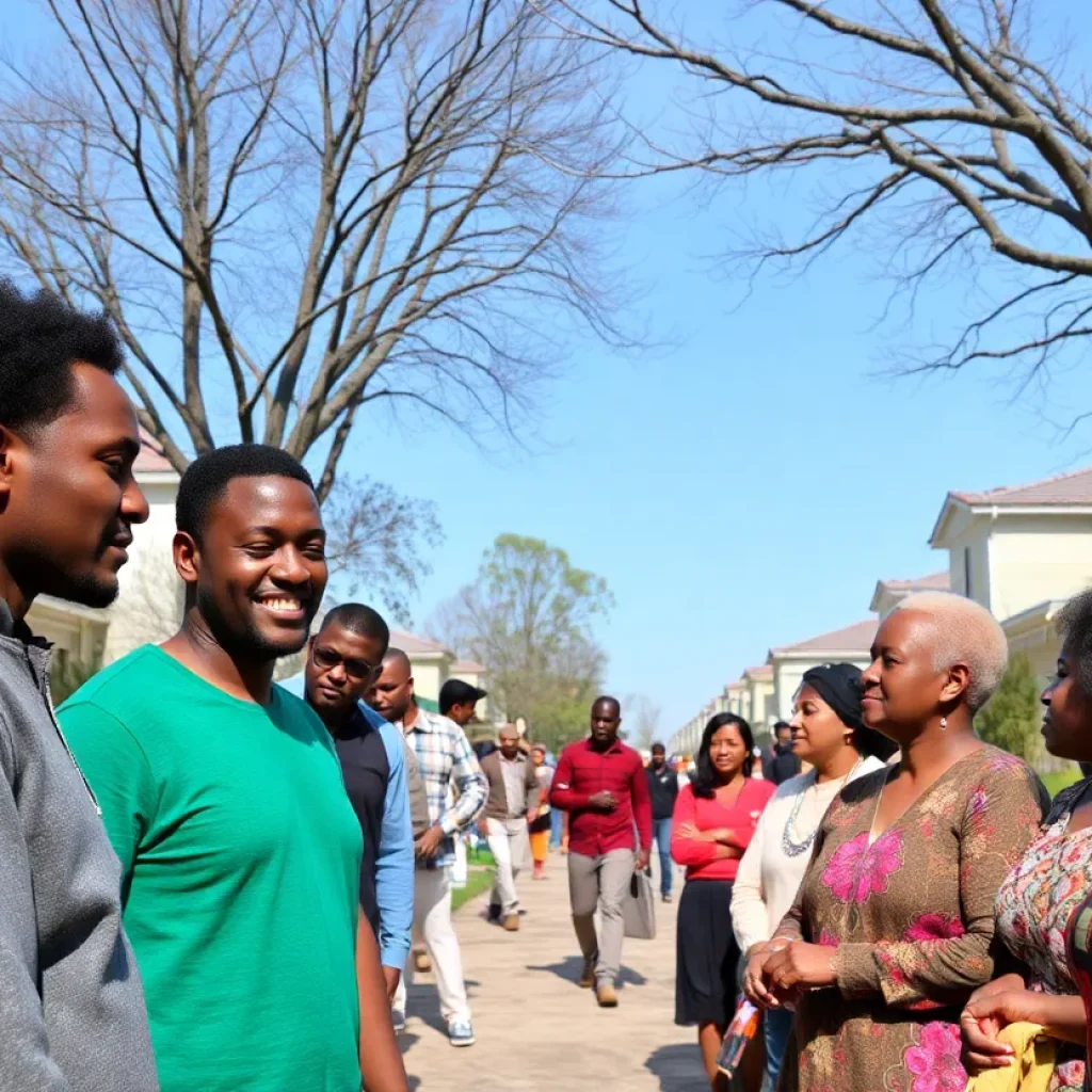 Racial diversity and unity in a peaceful community setting.