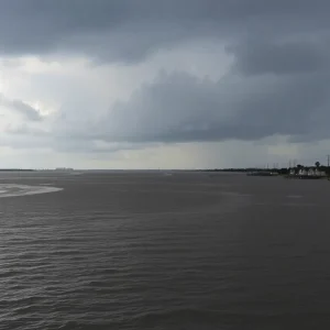 Coastal Flood Watch signs at Charleston beaches