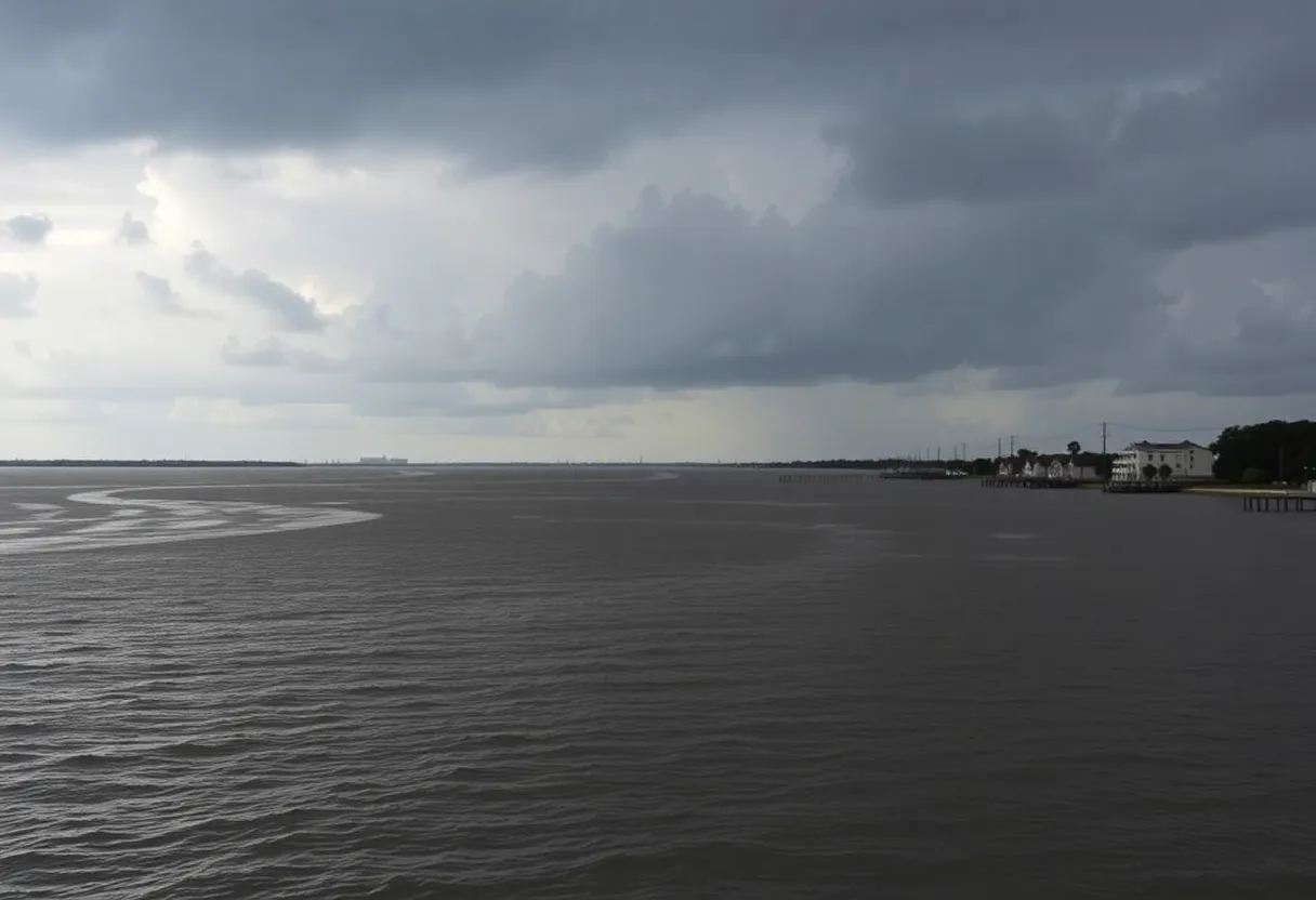 Coastal Flood Watch signs at Charleston beaches