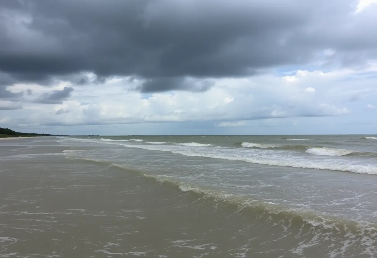 Beaufort coastline during a coastal flood watch