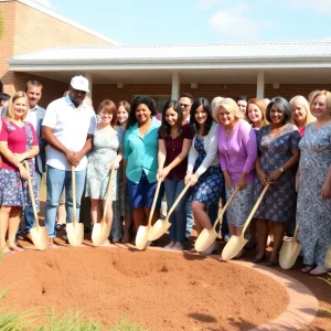 Community members celebrating the groundbreaking of Hilton Head Island High School's renovation.