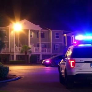 Police lights at Hilton Head apartment complex