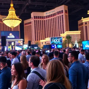 Crowd of professionals networking at the Las Vegas Consumer Tech Event