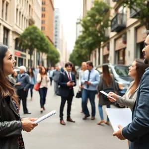 Professionals discussing marketing strategies in San Francisco