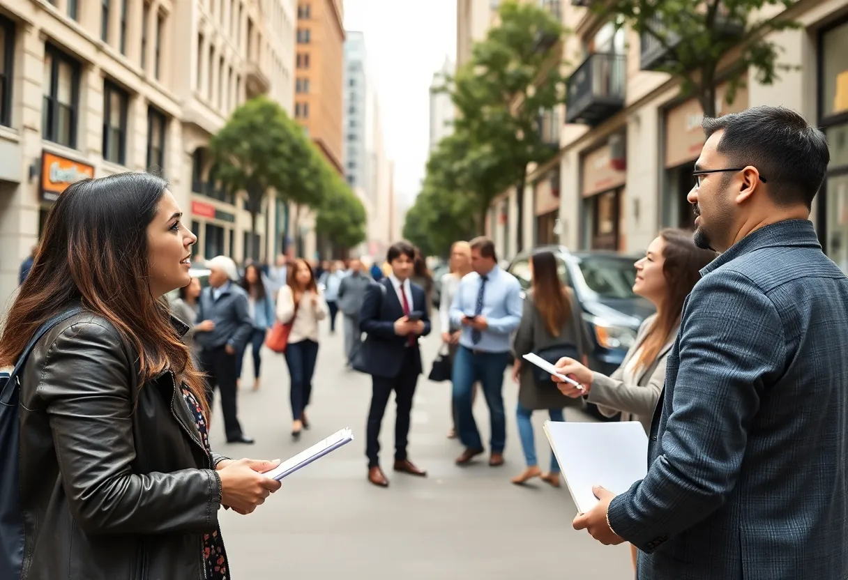 Professionals discussing marketing strategies in San Francisco