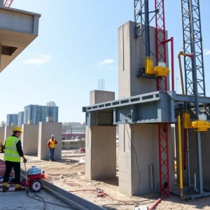 Engineers working on post-installed structural connections