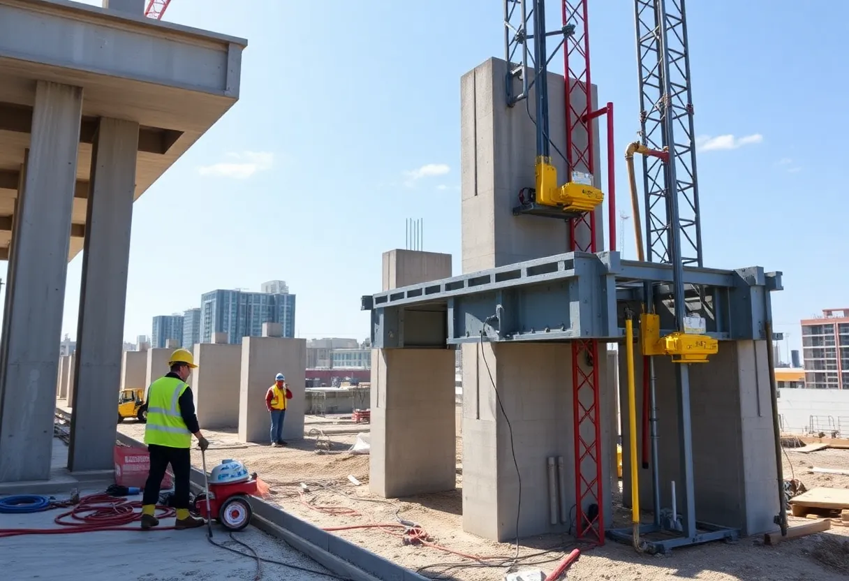 Engineers working on post-installed structural connections