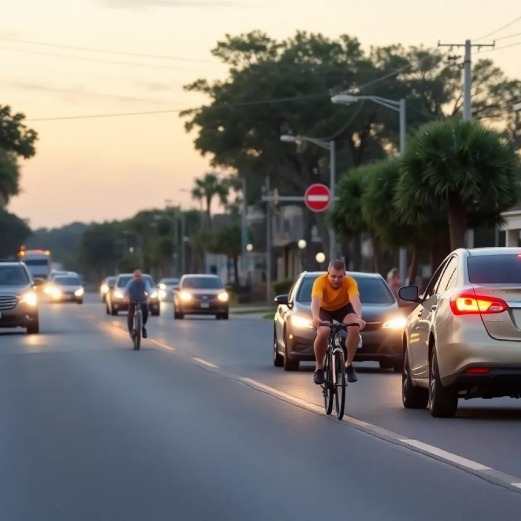 Bicycle on a road in Bluffton, SC, emphasizing the need for safe cycling.