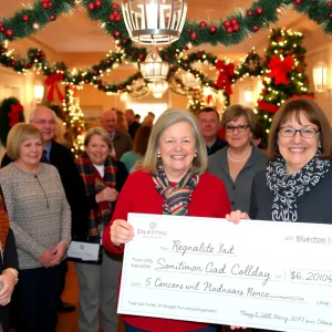 Community celebration in Bluffton with a donation check