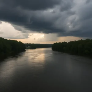 Stormy sky over the Santee River in Jamestown, SC