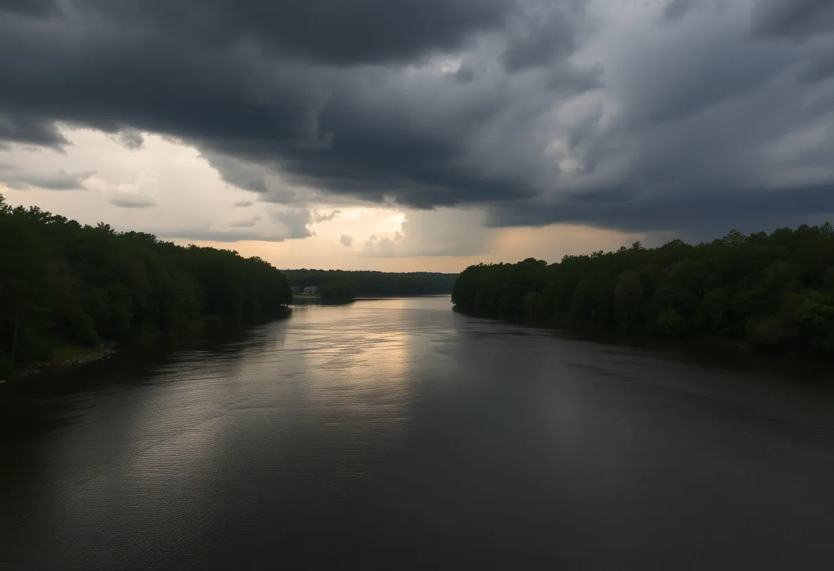 Stormy sky over the Santee River in Jamestown, SC