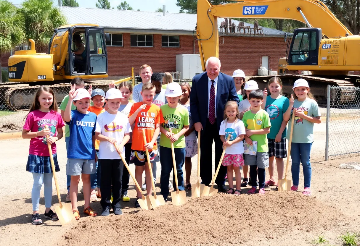 Students and staff at the groundbreaking of Hilton Head Christian Academy's new building.