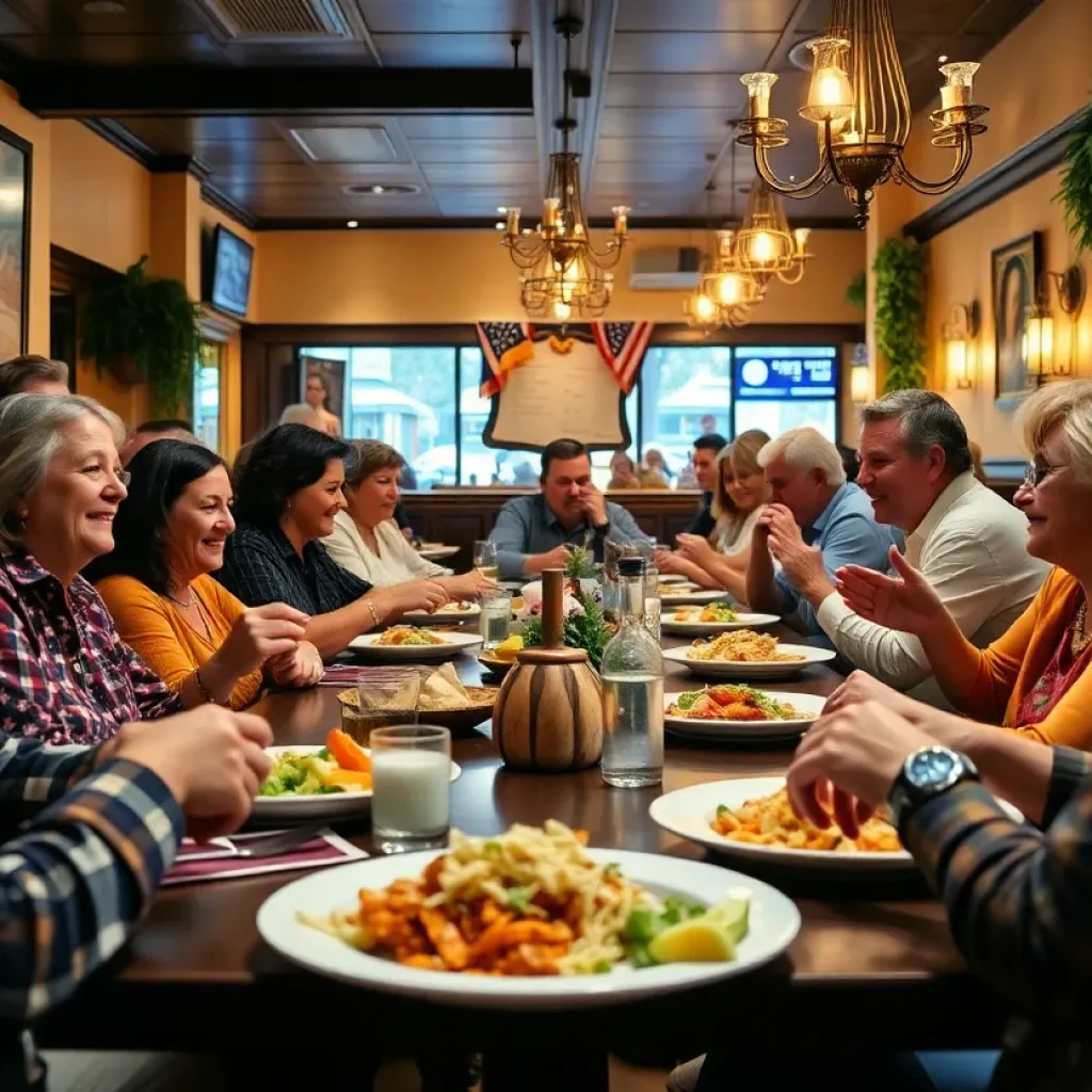 Guests celebrating at a lively restaurant in Savannah