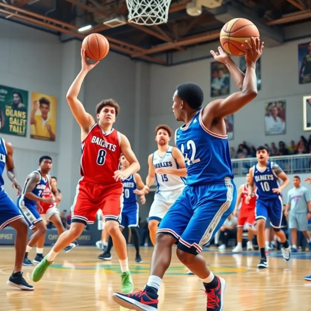 Basketball players in action during a game in South Carolina