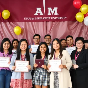 Texas A&M International University team celebrating their national awards