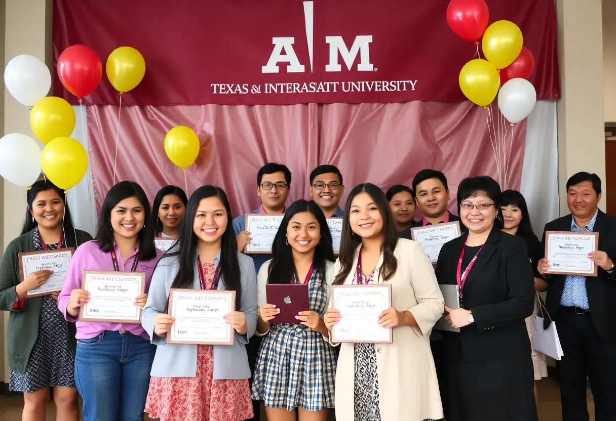 Texas A&M International University team celebrating their national awards