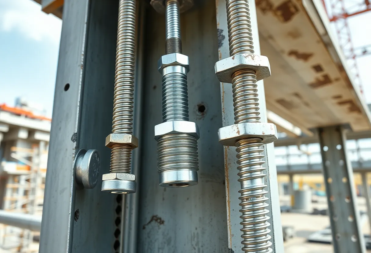 Top-grade materials used in structural connections at a construction site.