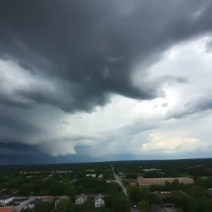 Stormy sky over Columbia, South Carolina during a tornado watch