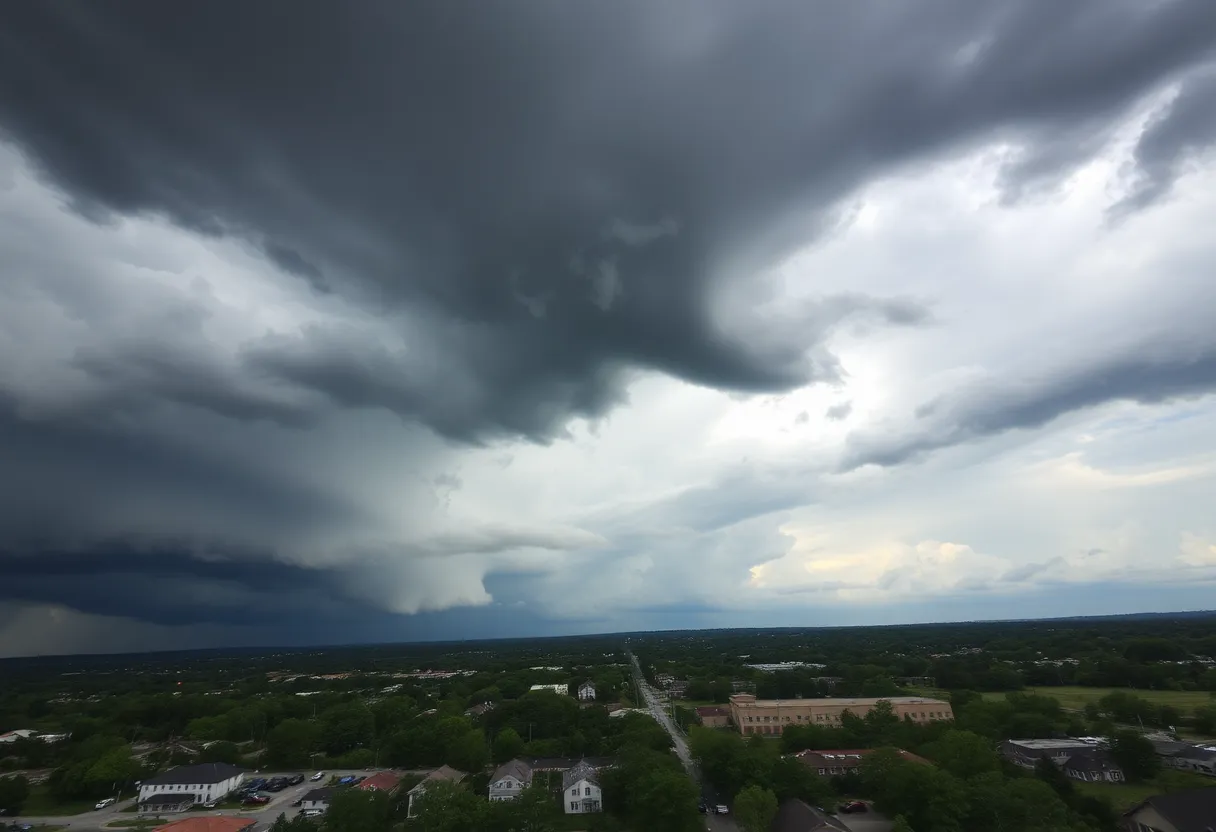 Stormy sky over Columbia, South Carolina during a tornado watch