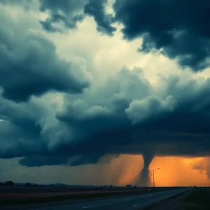 Storm clouds indicating tornado watch in Statesboro