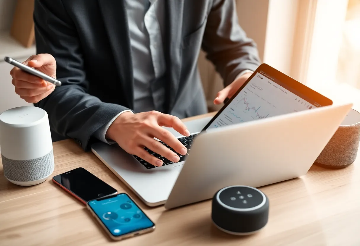 A digital marketing expert working with voice search tools.