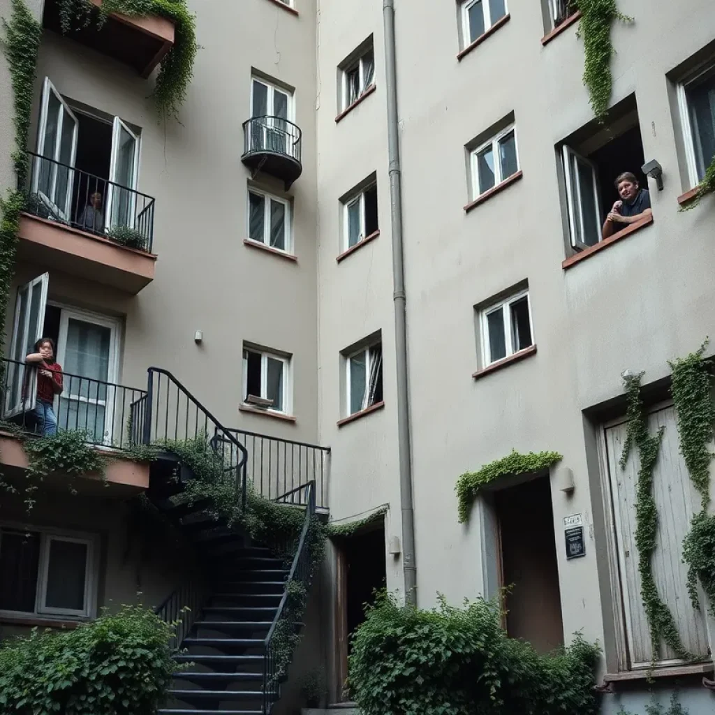 Residents of the Woods of Savannah looking concerned about the broken elevator.